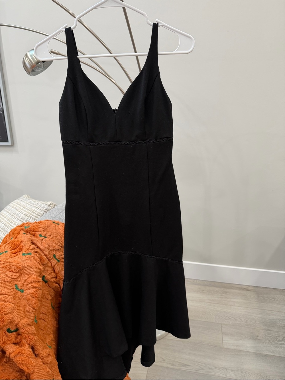 Adelyn Rae Black V-Neck Midi Dress with Flared Hem